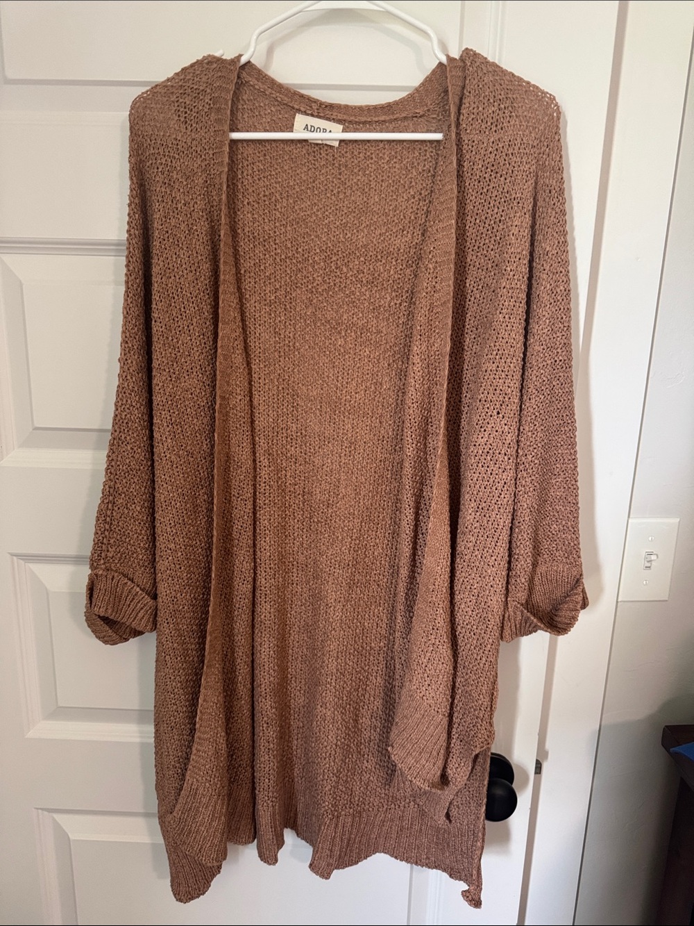 ADORA Open-Front Knit Cardigan - Mauve Brown